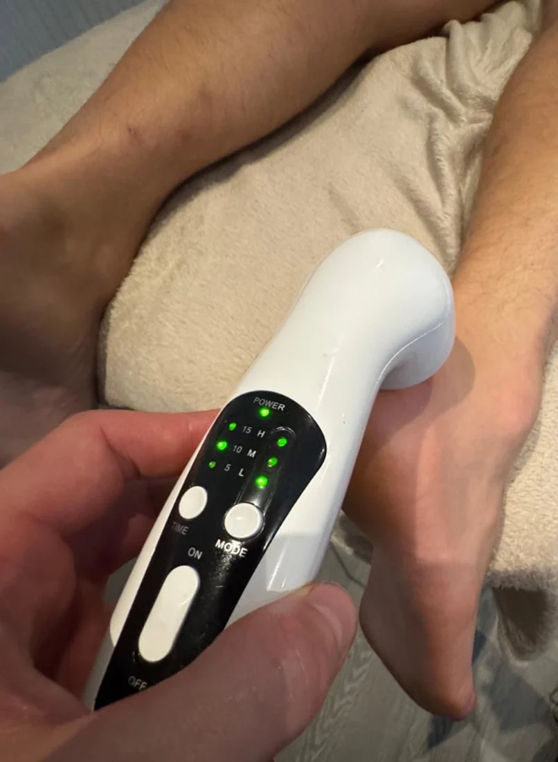 Therapy treatment around a client's ankle